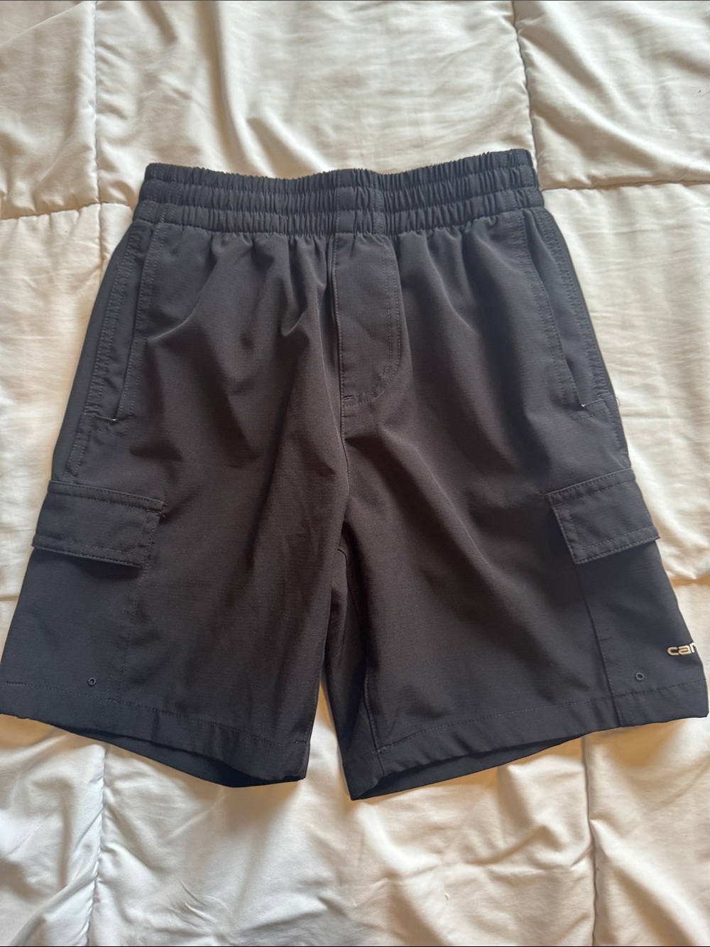 Carhartt Boys Black Elastic-Waist Cargo Shorts